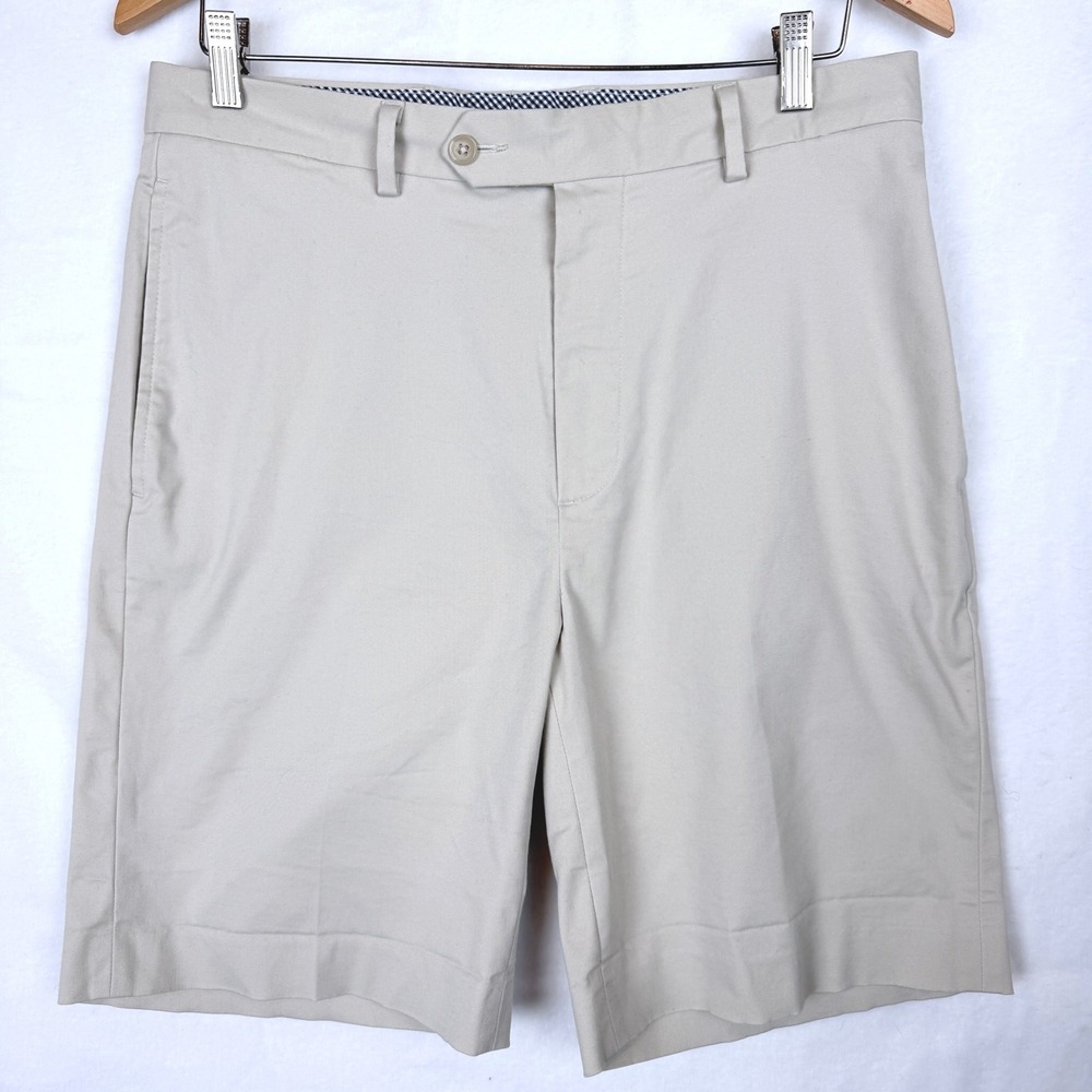 Daniel Cremieux Signature Golf Shorts Mens 33 Khaki Flat Front Stretch 10 Inseam